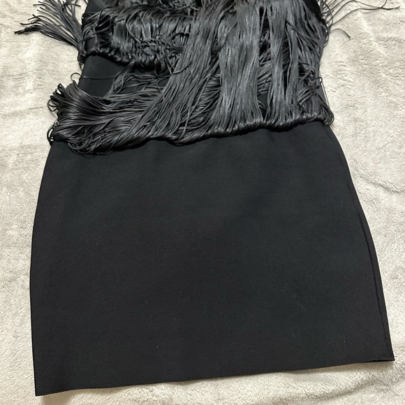 Karen Millen Black Tiered Fringe Bandage Knit dress - Picture 13 of 16